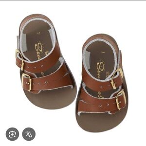 Saltwater Sea Wees Baby Tan Brown Leather Kids Infants Sandals Shoes Size 2